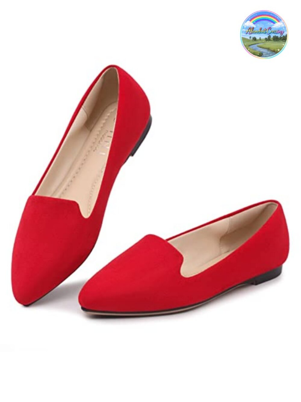 MUSSHOE Women's Pointed Toe Suede Slip On Flats Memory Foam Business Casual
